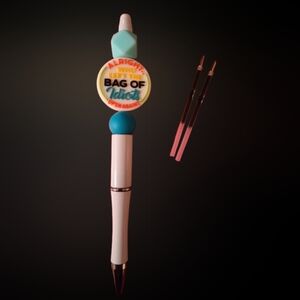 Handmade Pen w Fun focal bead, free ink refills